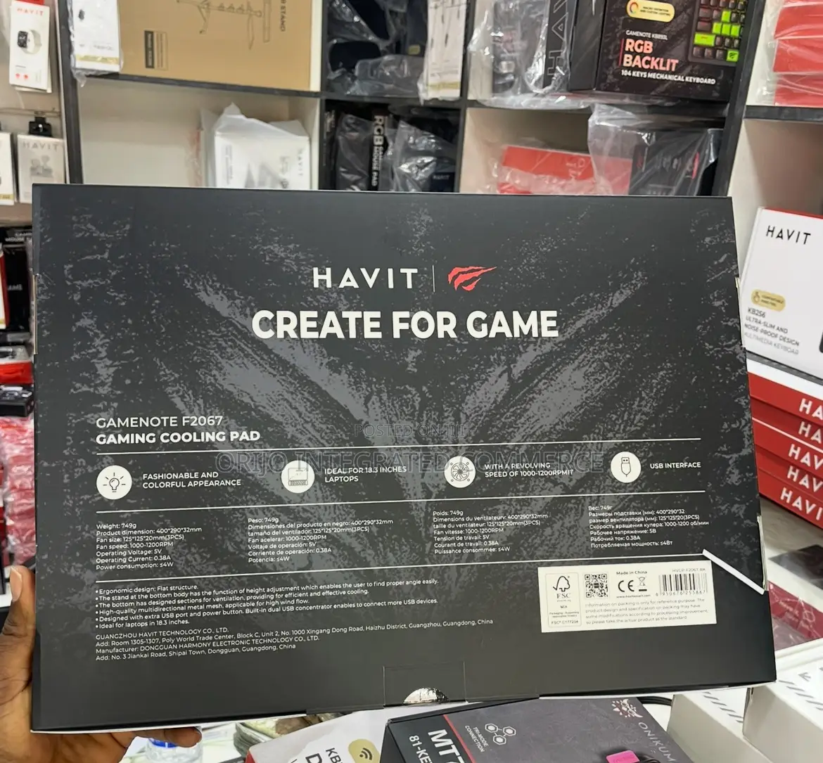 Gamenote F2067 Gaming Laptop Cooling Pad With Fans RGB Light