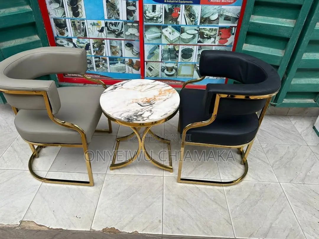 Luxury Gold Accent Chairs With Marble Center Table
