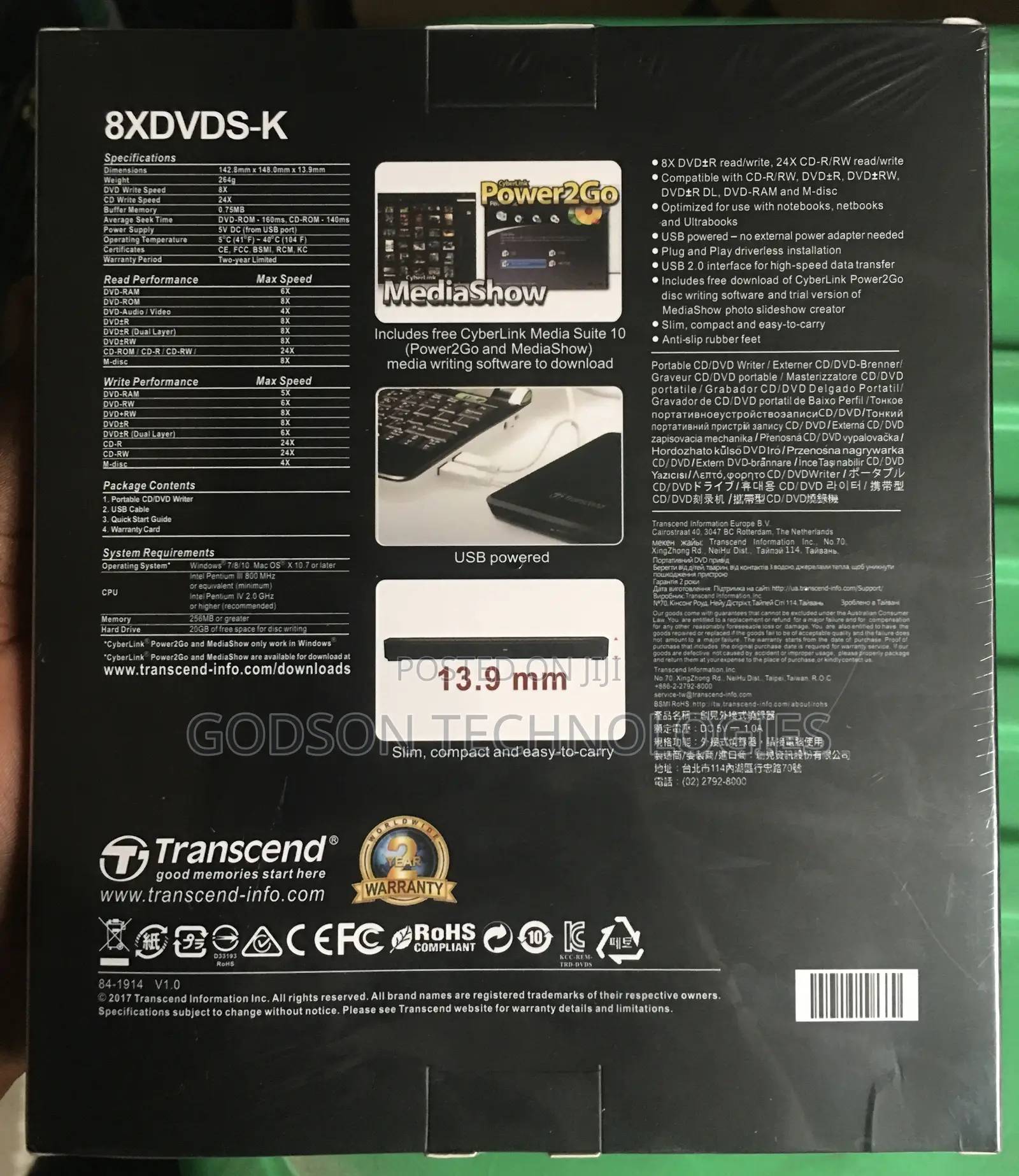 Transcend 8xdvds-K Portable DVD Writer