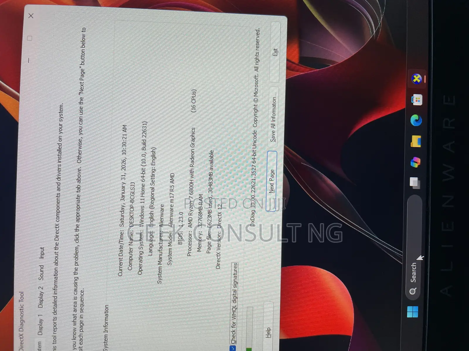 Laptop Dell Alienware m17 R5 32GB AMD Ryzen 7 SSD 1T