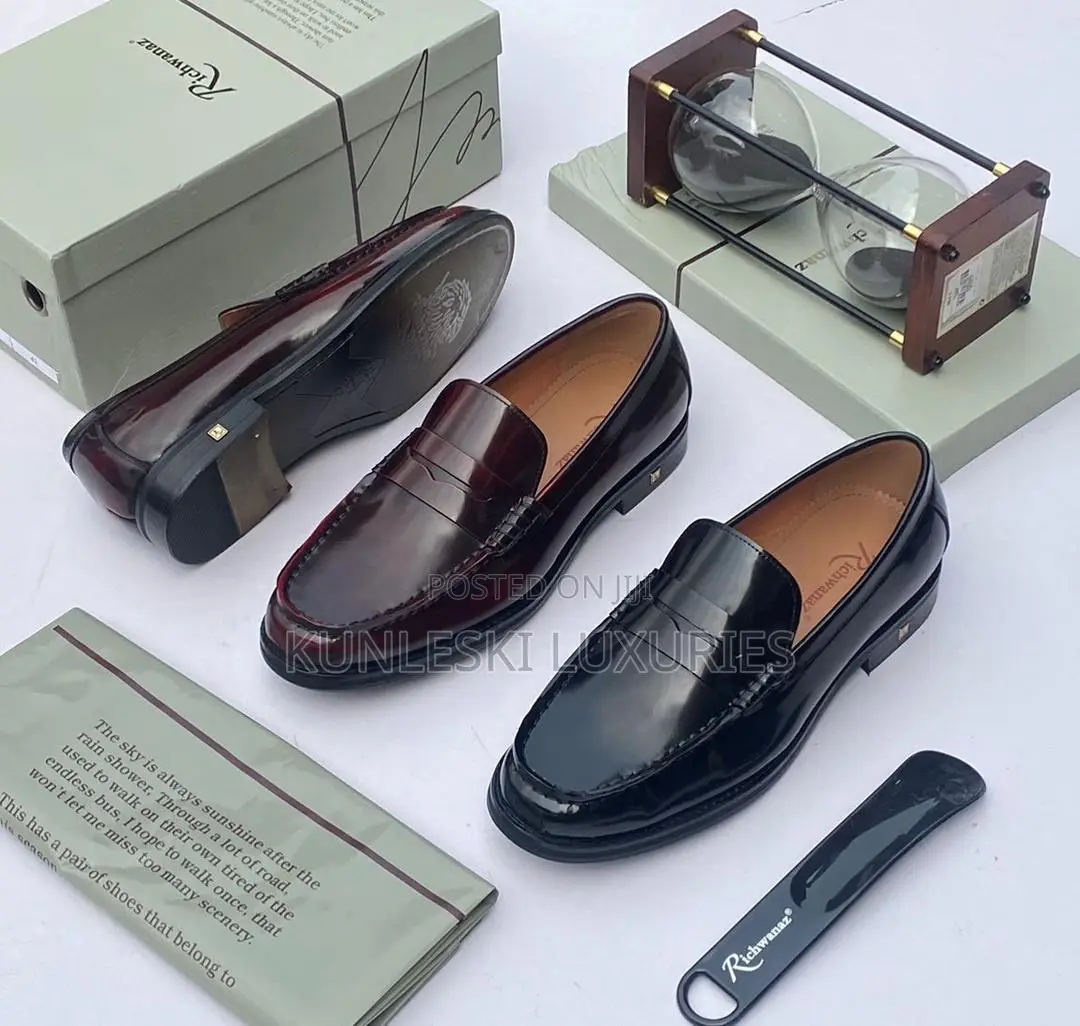 Original Richwanaz Patent Leather Loafers Black & Brown Shoes