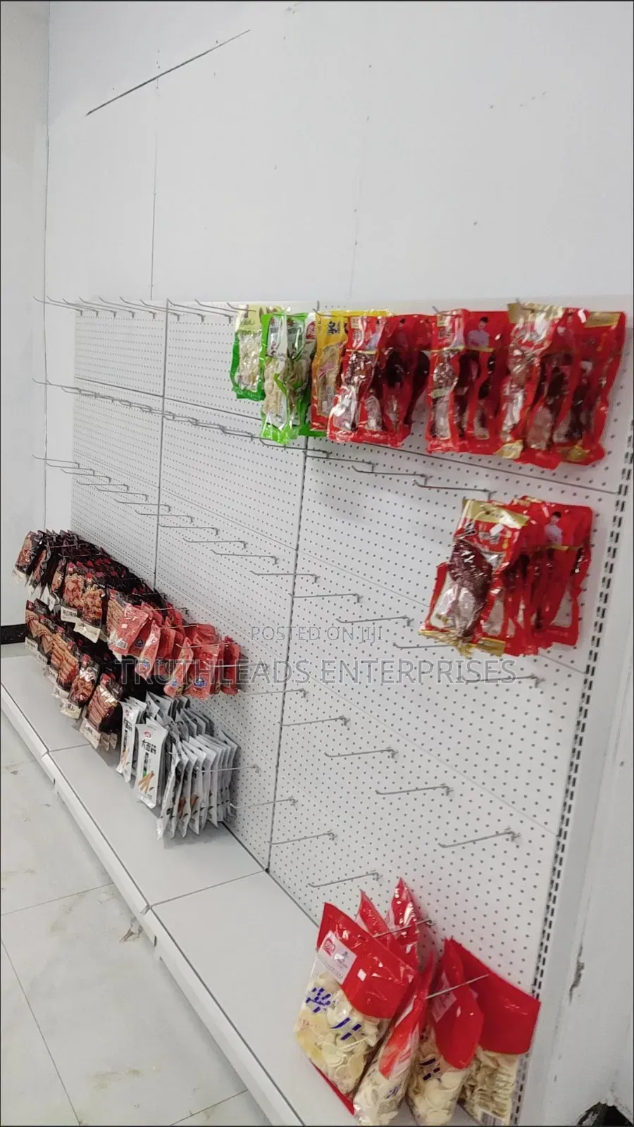 Wall Supermarket Shelf and 25 Hanging Peg Board Hooks