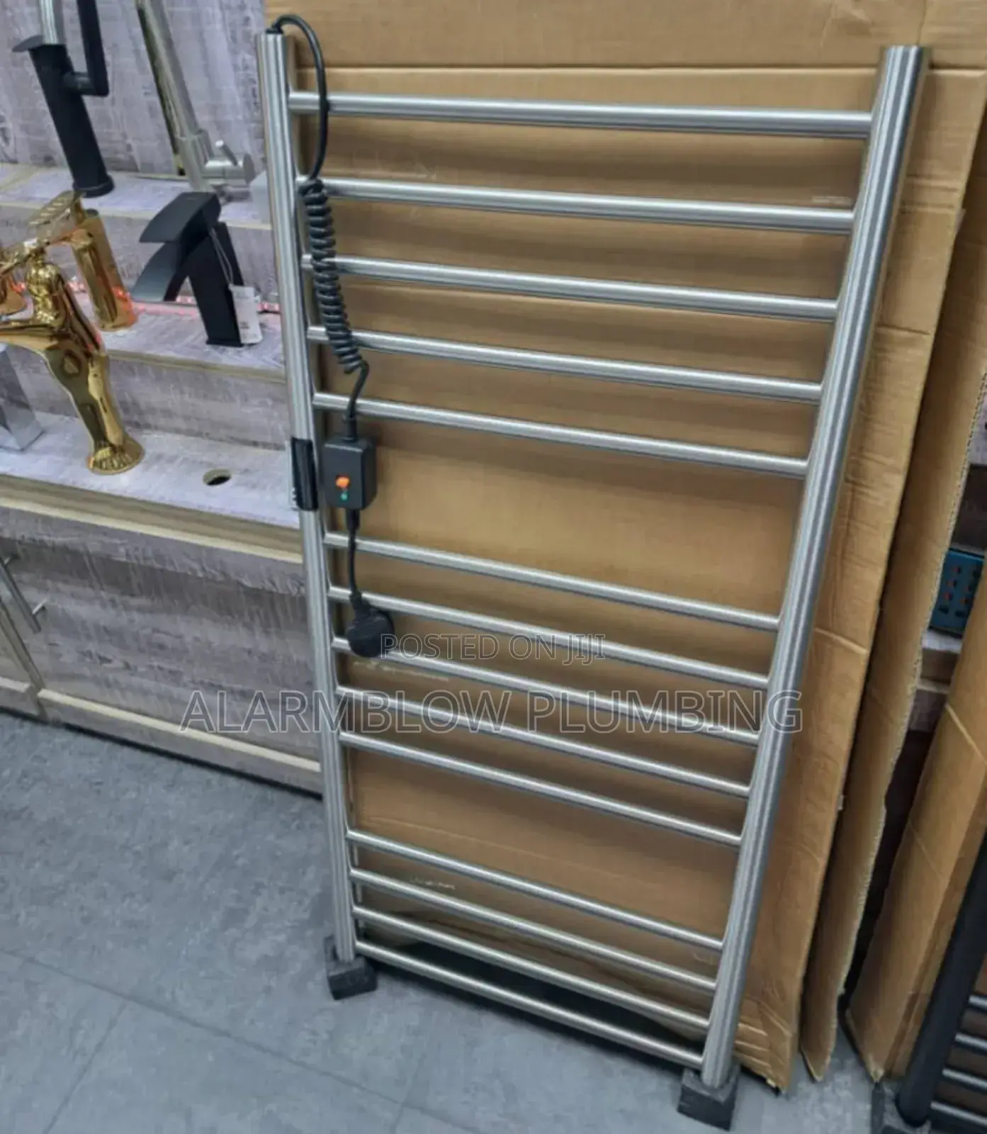 Wall-Mounted Electric Towel Warmer in Black and Antirust