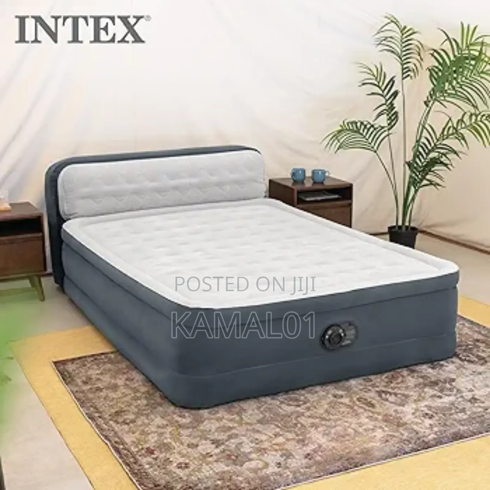 Dura Beam Elevated Fiber Tech Soft Air Mattress Bed With Built in Pump