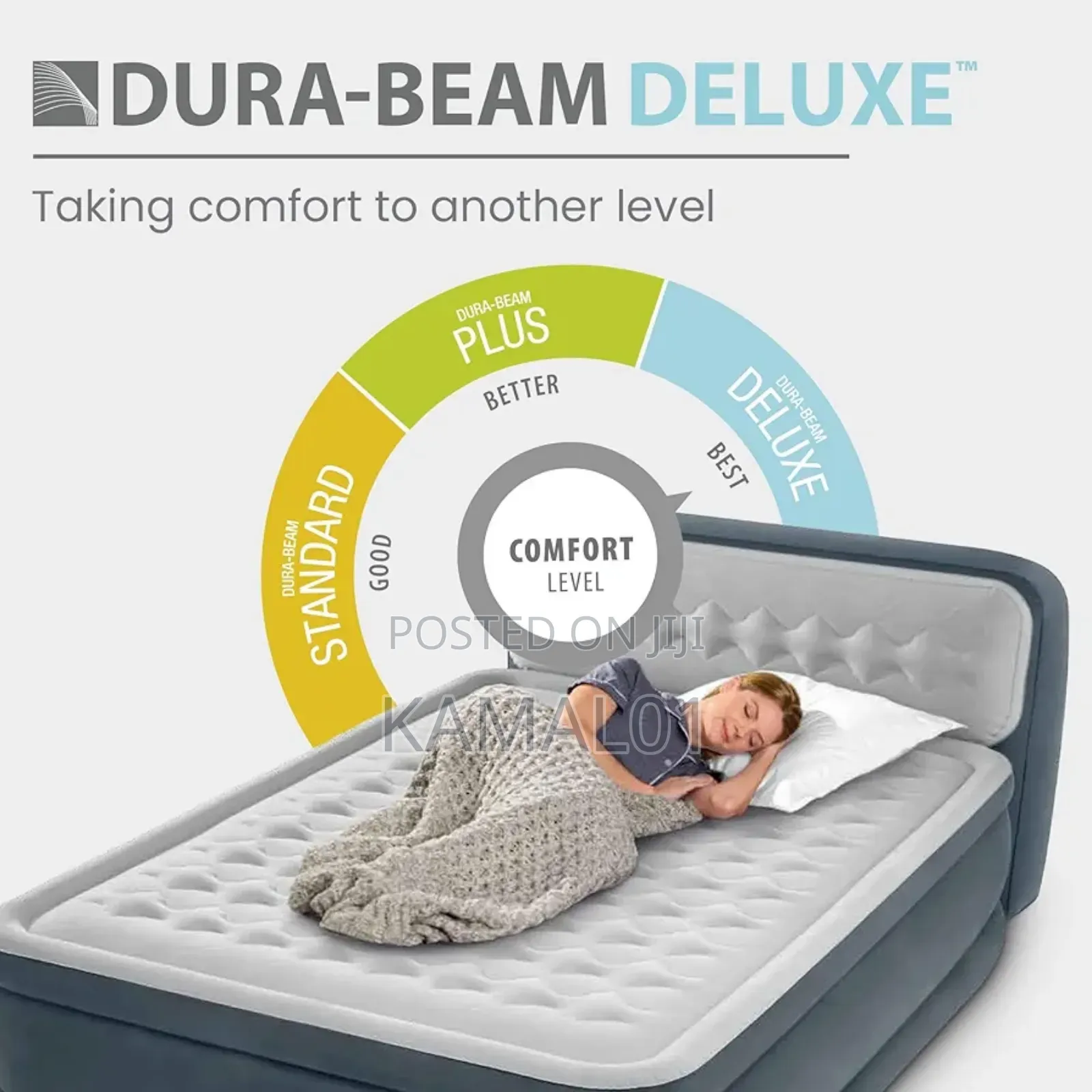 Dura Beam Elevated Fiber Tech Soft Air Mattress Bed With Built in Pump