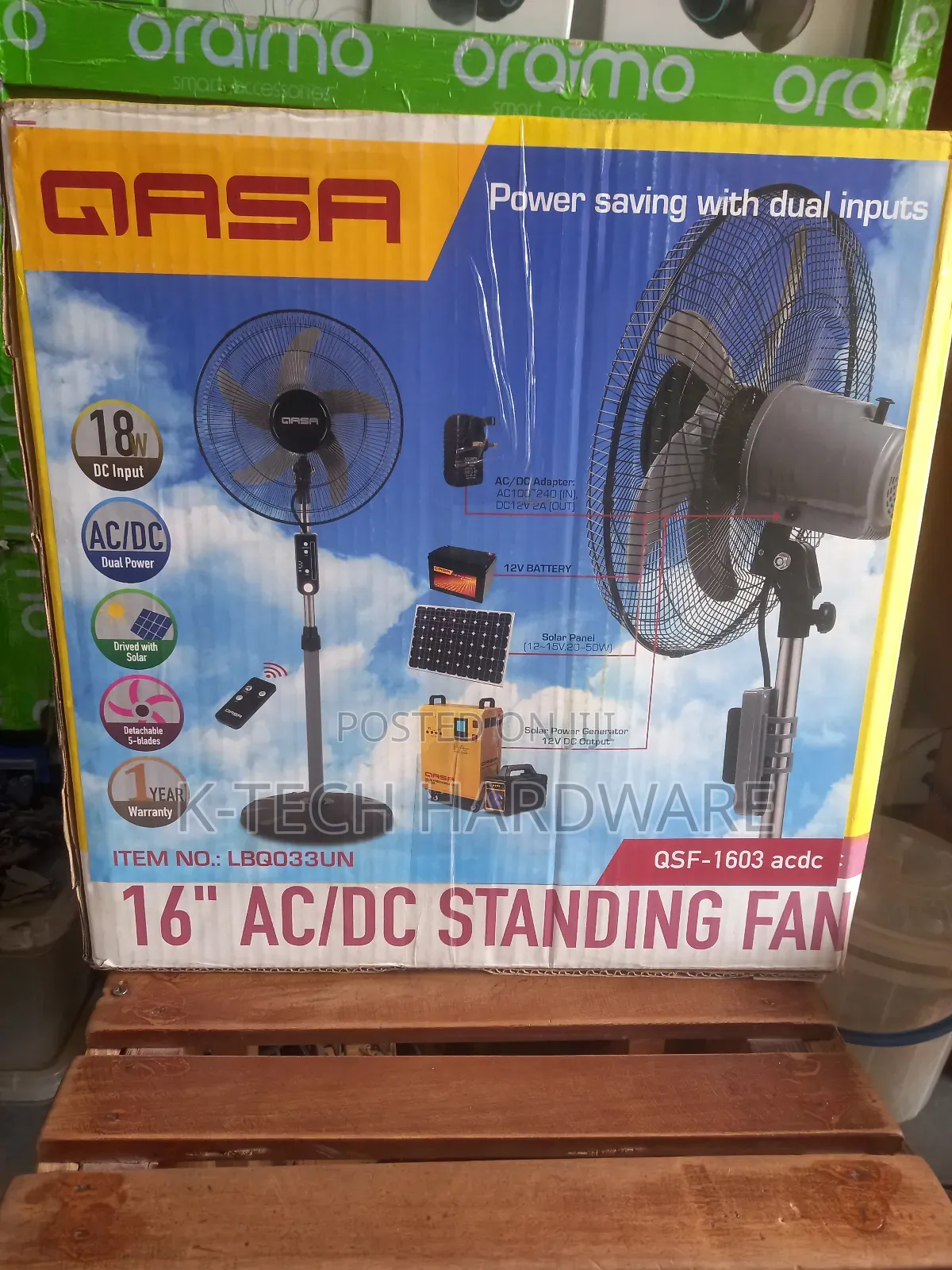 16 Inches Qasa -1603 Acdc Electric Standing Fan With Remote Control