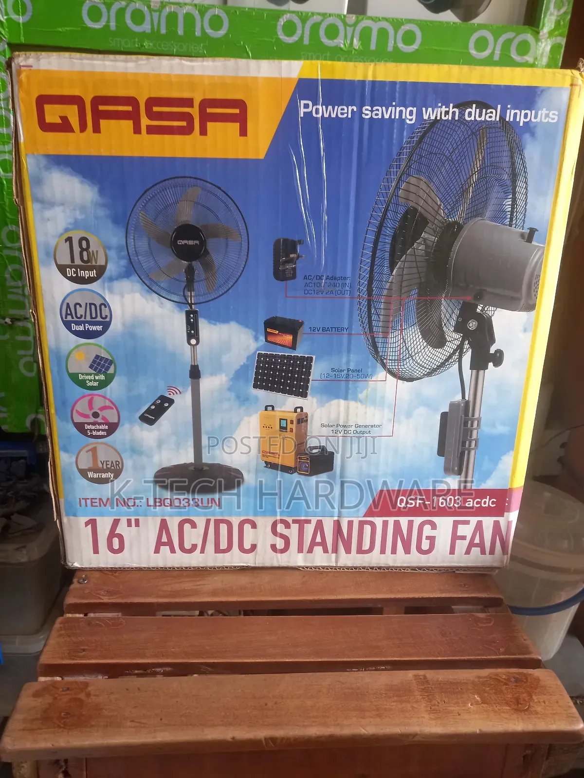 16 Inches Qasa -1603 Acdc Electric Standing Fan With Remote Control