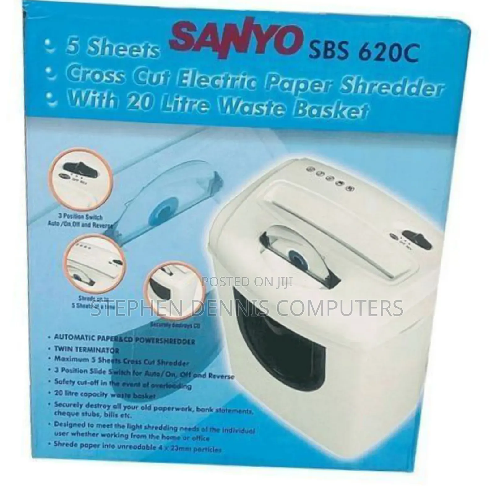 Sanyo SBS 620c Cross-Cut Electric Paper and Cd Shredder