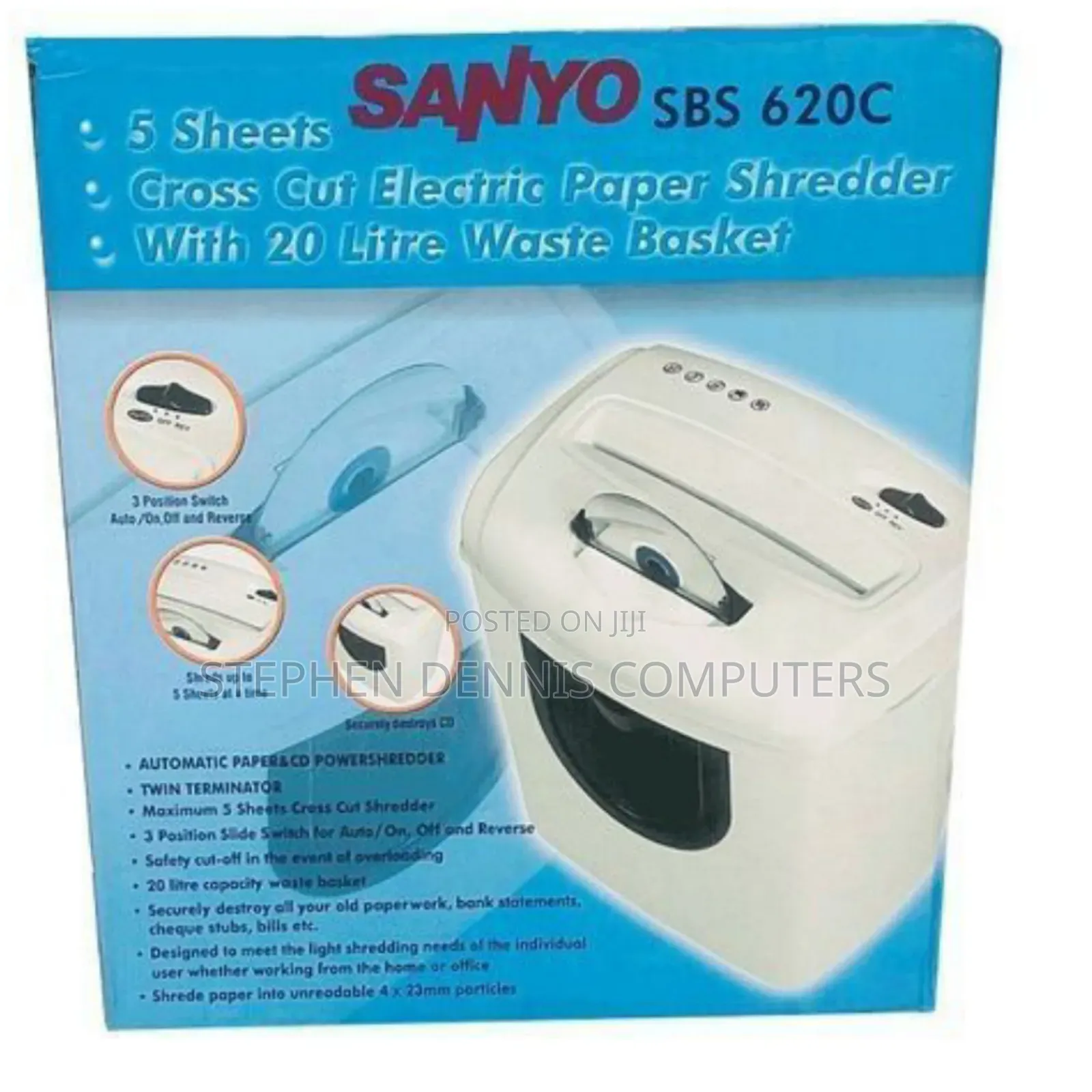 Sanyo SBS 620c Cross-Cut Electric Paper and Cd Shredder