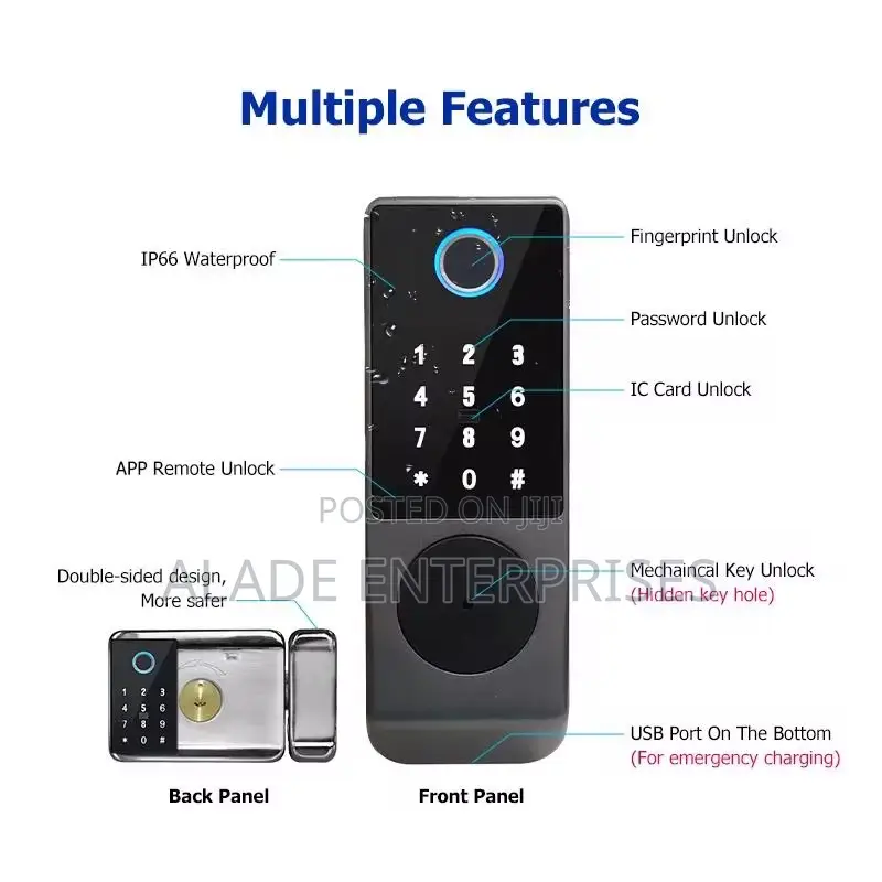 Automatic Digital Wifi Smart Rim Door Lock With Tuya App Waterproof