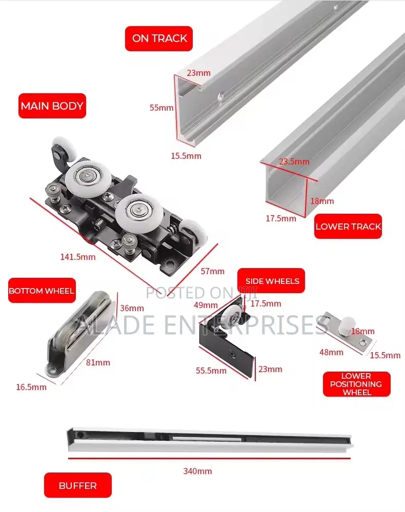 1.5m Modern Soft Close Zinc Alloy Ghost Door Sliding Roller Hardware