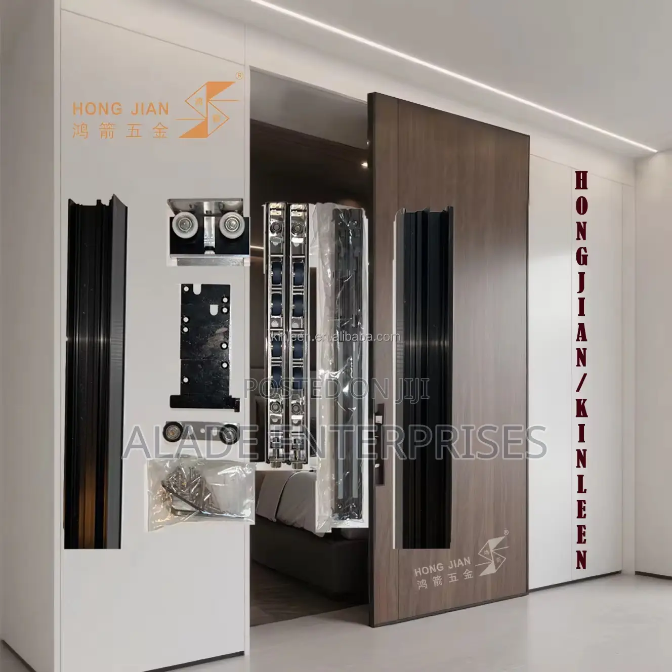 1.5m Modern Soft Close Zinc Alloy Ghost Door Sliding Roller Hardware
