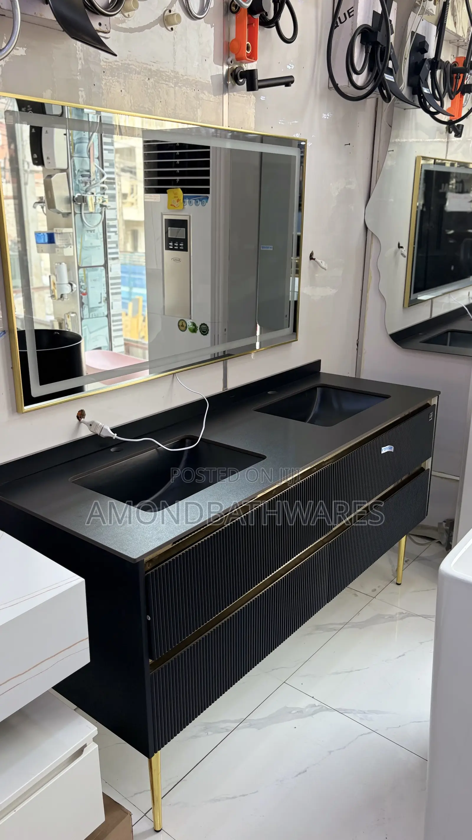Matt Black Double Bowl Cabinet