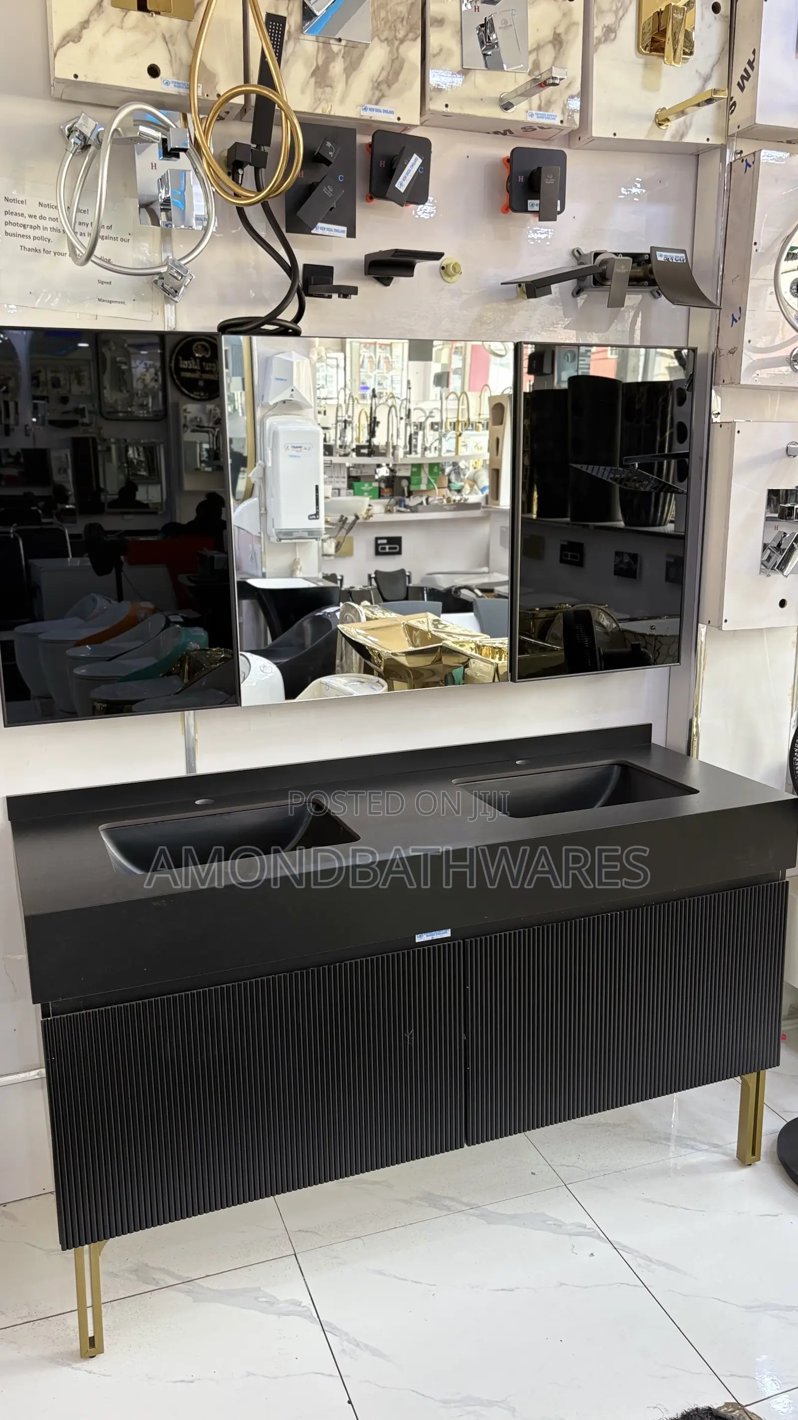Matt Black Double Bowl Cabinet