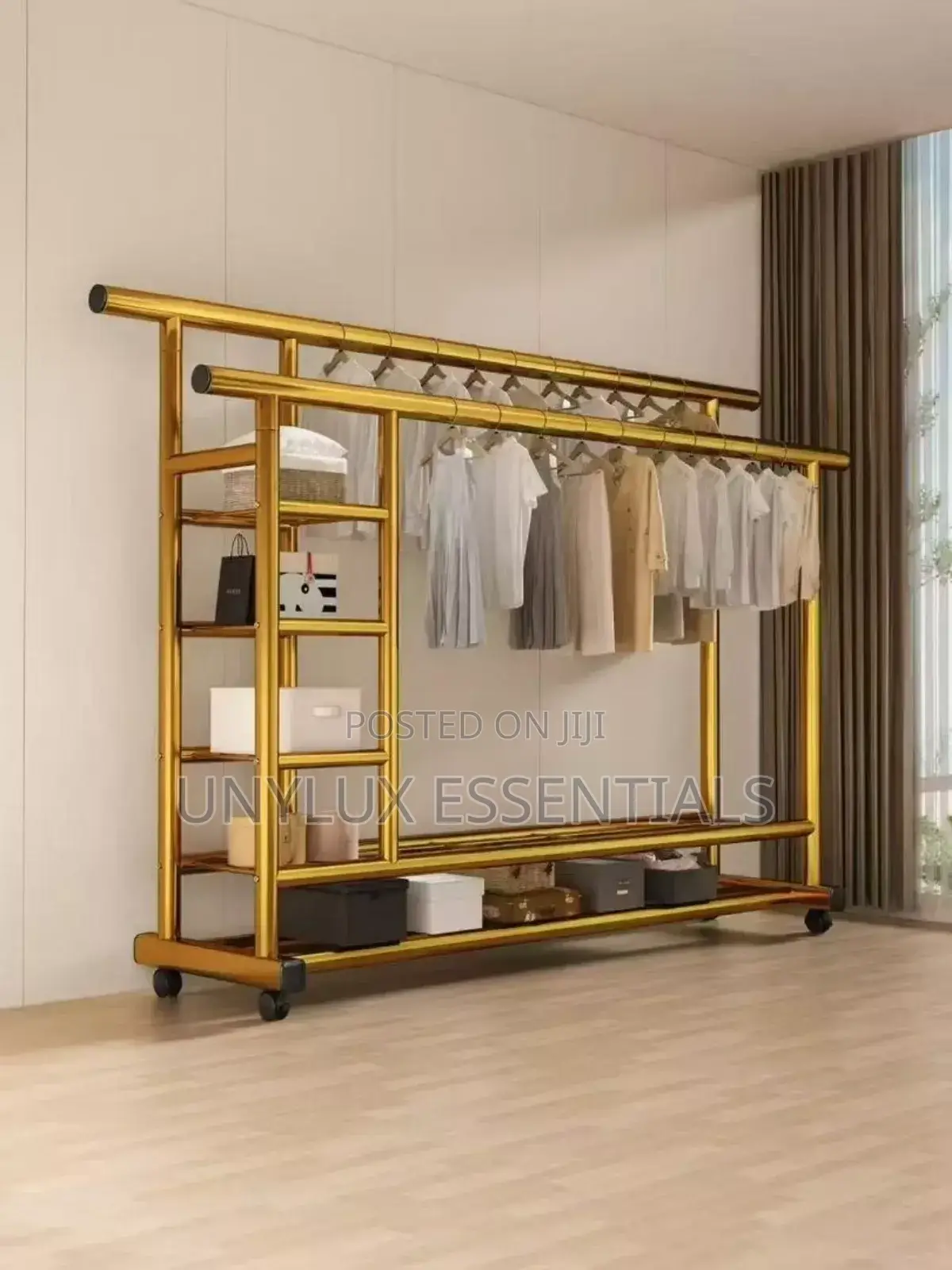 Multi-Functional Clothes Rack With Shelves and Tyres