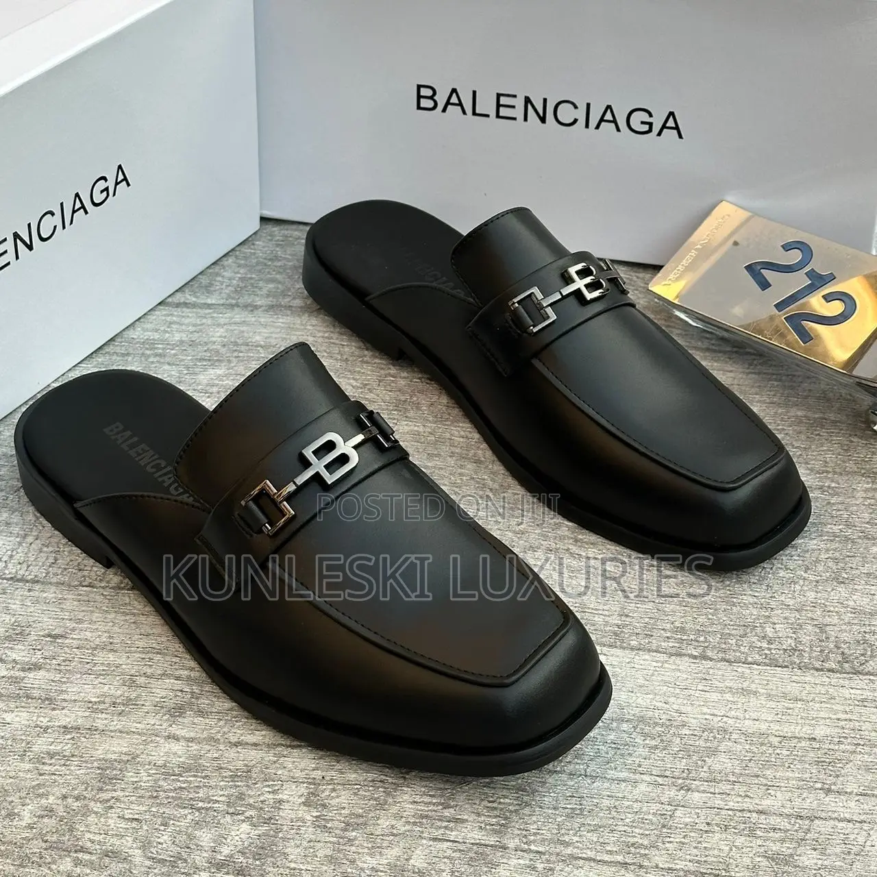 Original Balenciaga Leather Half Shoes In Black & Brown