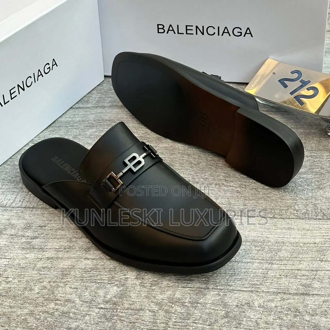 Original Balenciaga Leather Half Shoes In Black & Brown