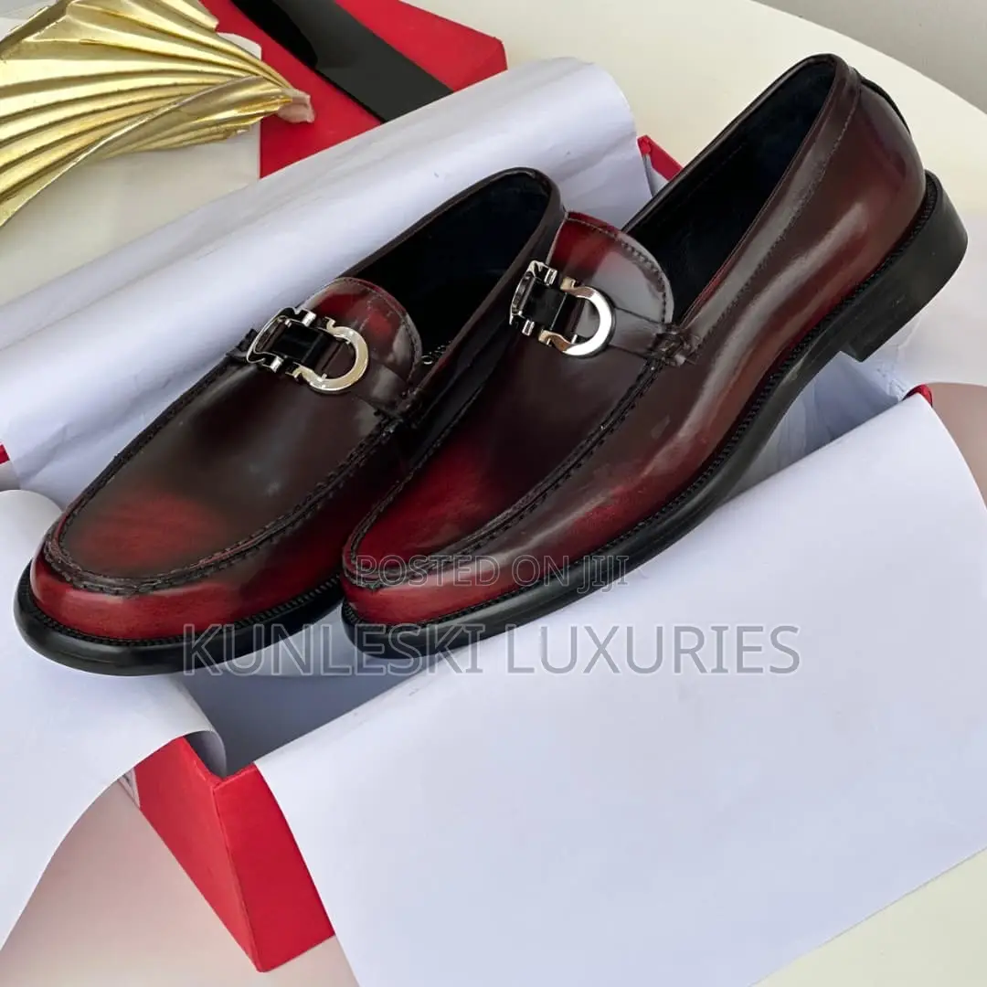 Original Ferragamo Salvatore Black & Wine Casual Leather Shoe
