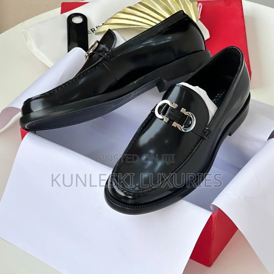Original Ferragamo Salvatore Black & Wine Casual Leather Shoe