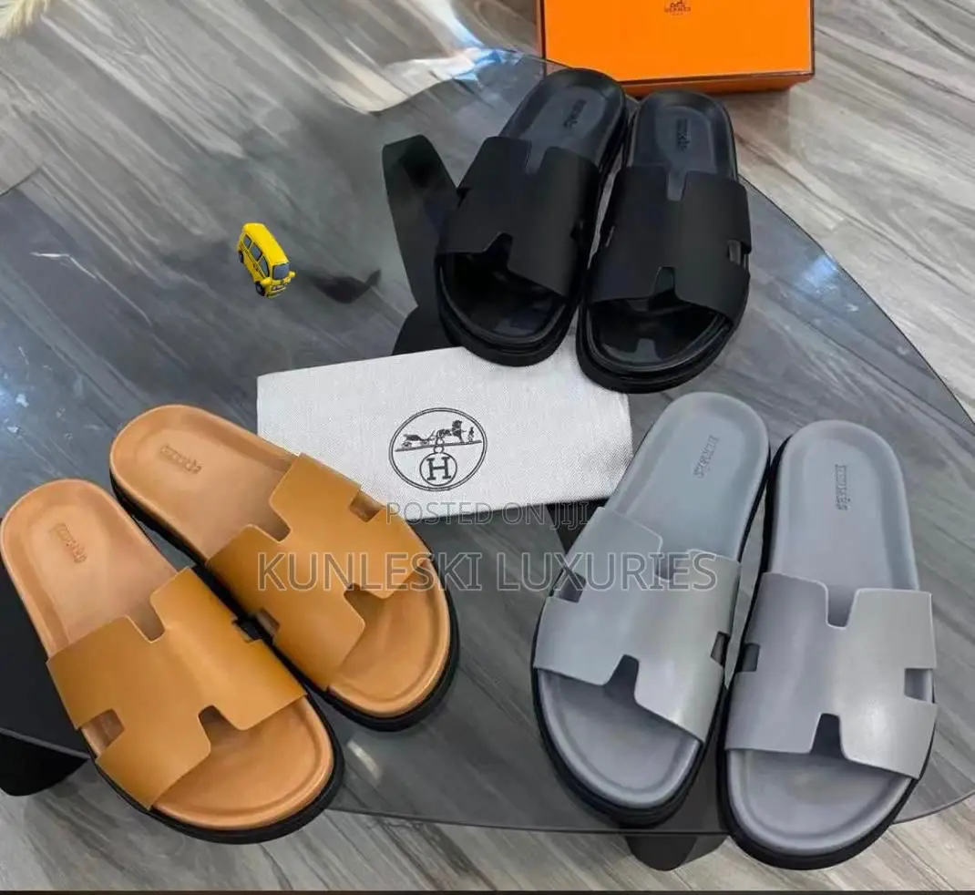 Original Hermes Leather Slippers In 3 Colorways
