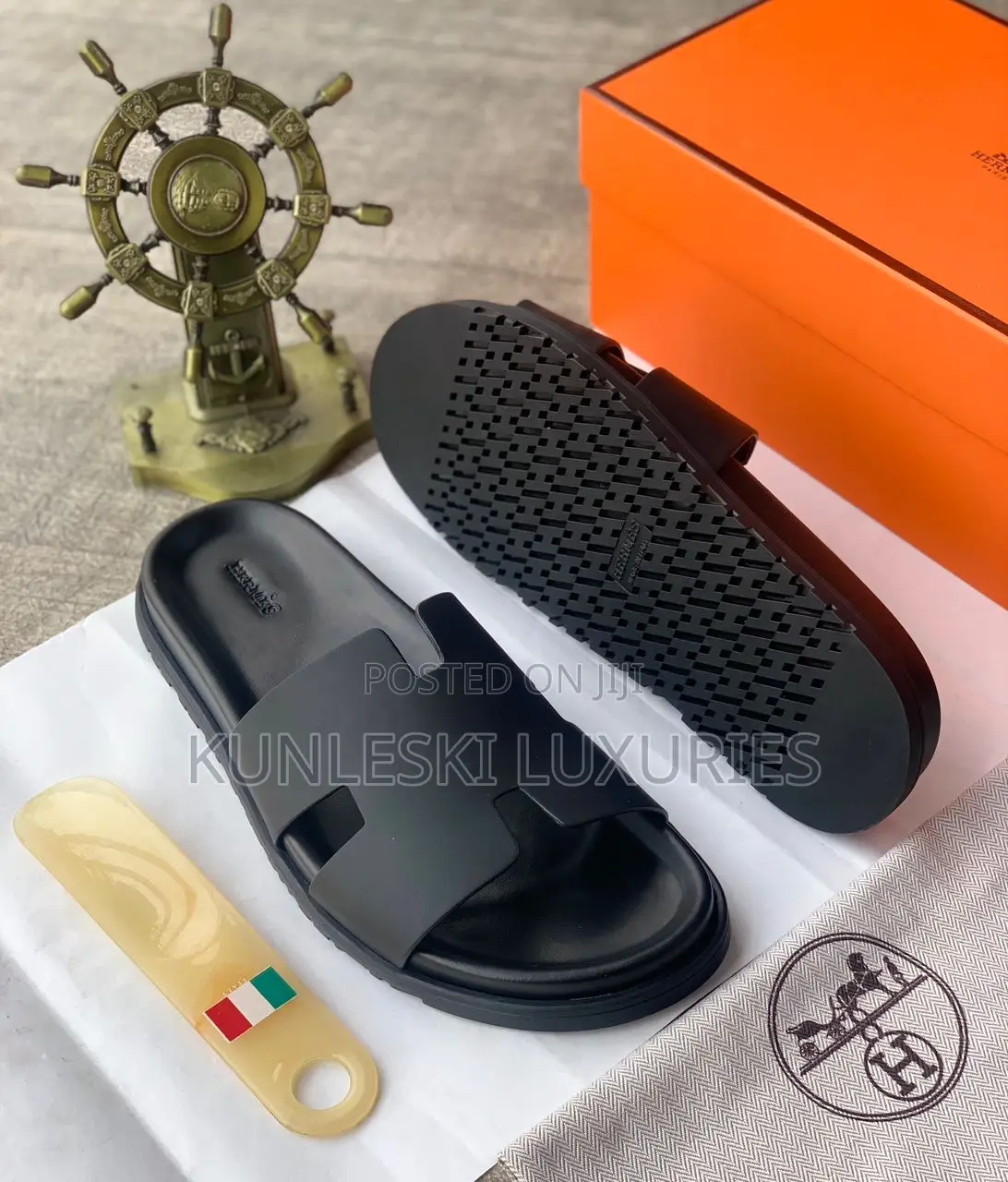 Original Hermes Leather Slippers In 3 Colorways