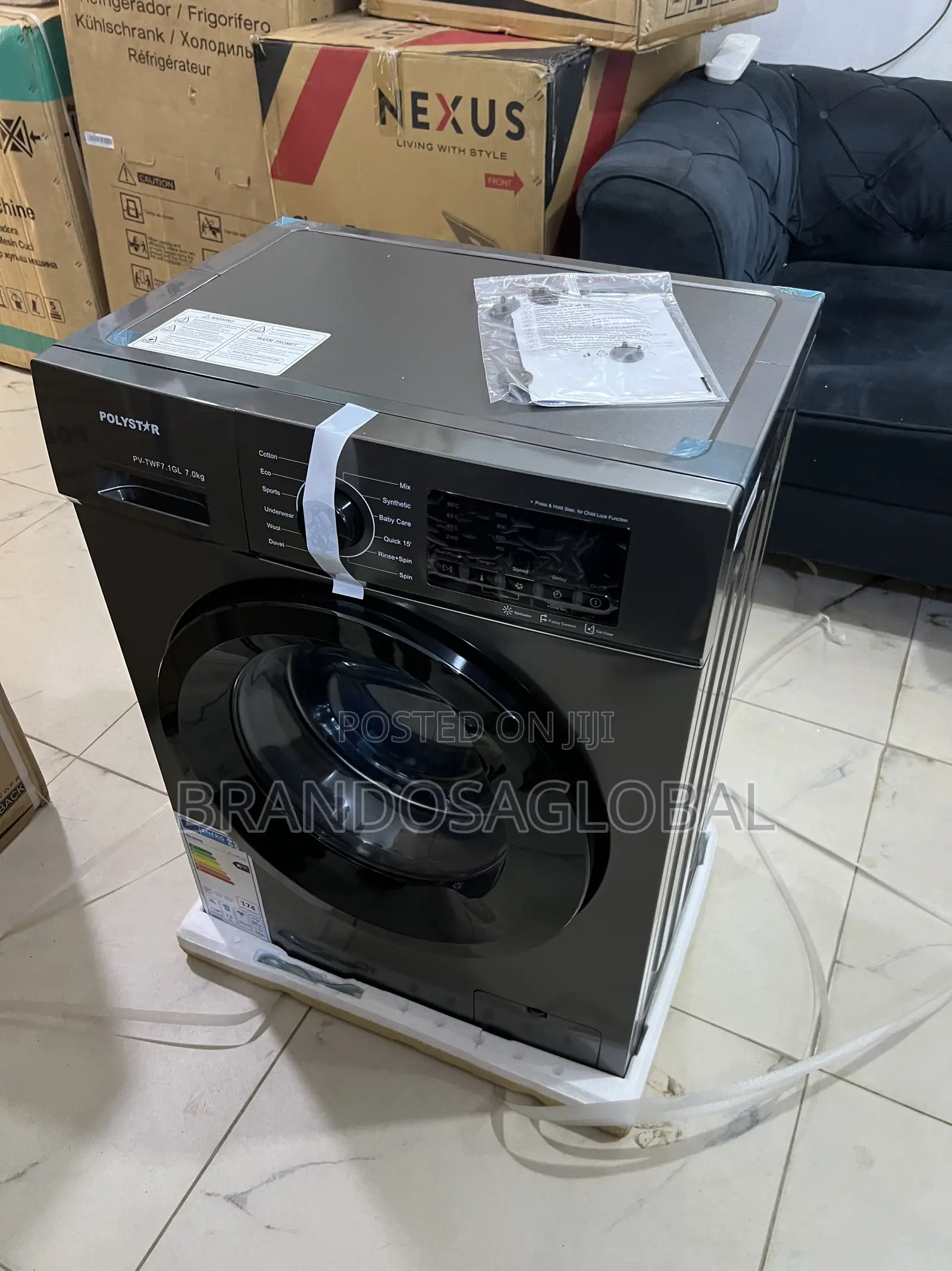 Purpose-Built Polystar6kg Black Front Load Washing Machine-Pv-Twd7.1gl