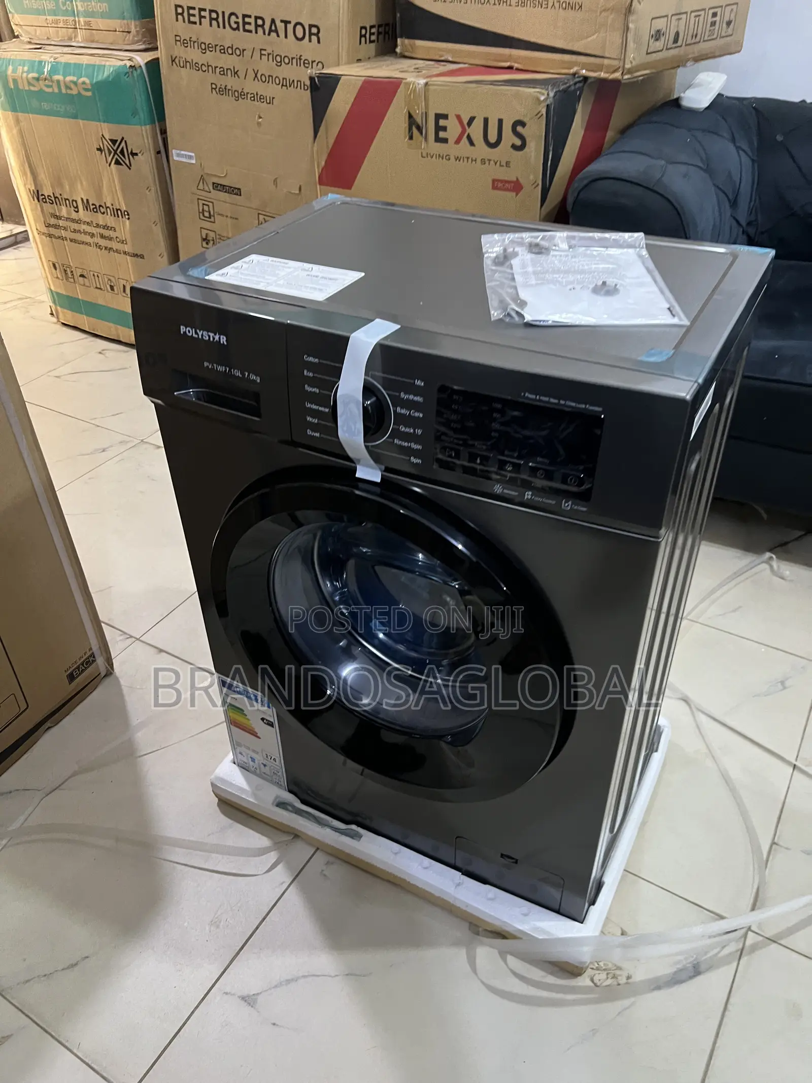 Smooth-Running Polystar 6kg Front Load Washer Black [Pv-Twd7.1gl]