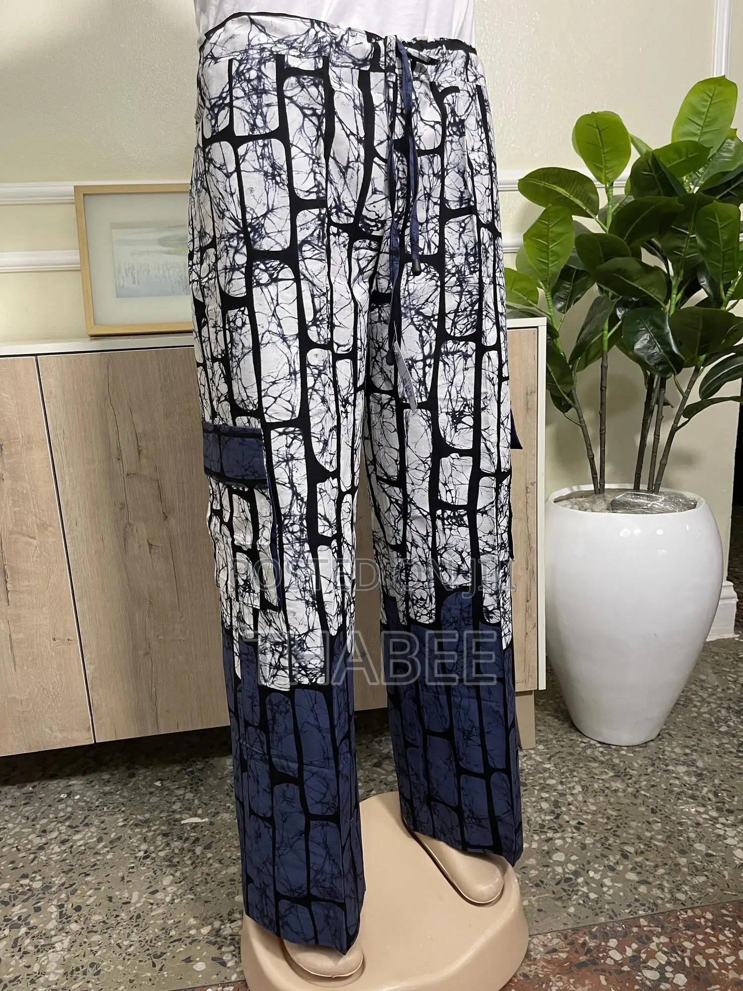 Ankara Baggie Pants Trousers 100% Cotton Black White Grey