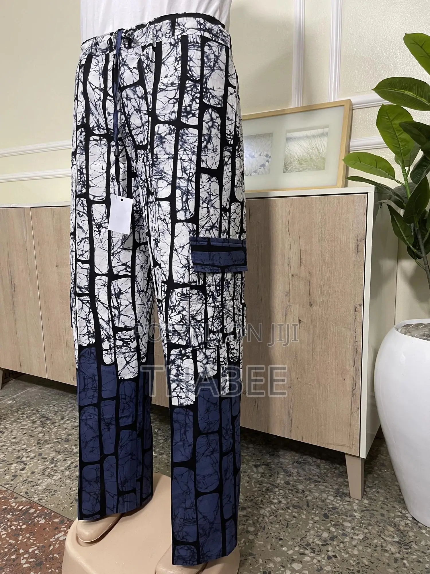 Ankara Baggie Pants Trousers 100% Cotton Black White Grey