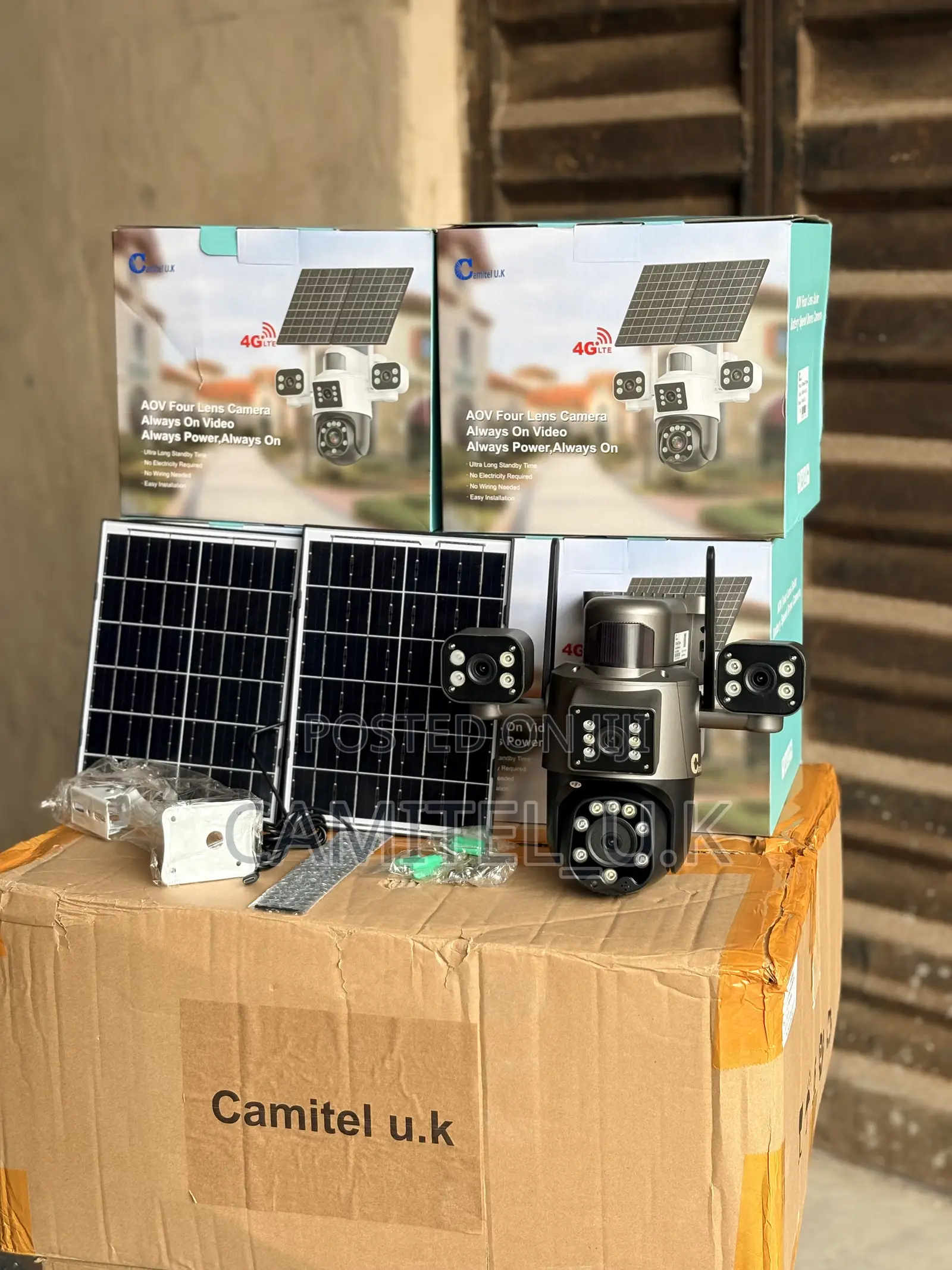 4-Lens Aov PTZ Solar Security Camera