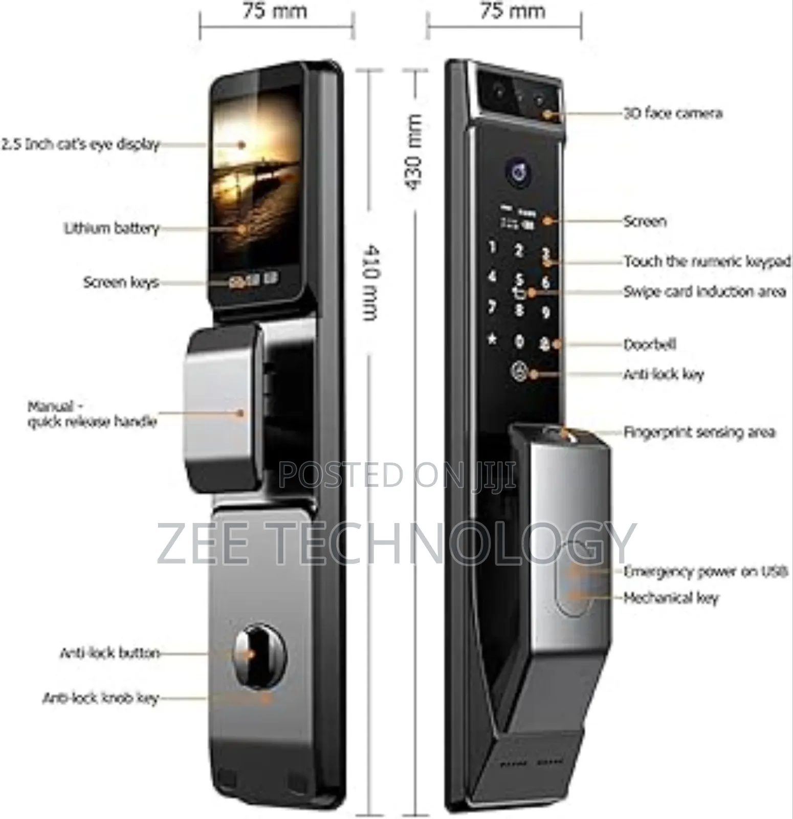 Auto Smart Door Lock With Camera and 3d Face Recognition