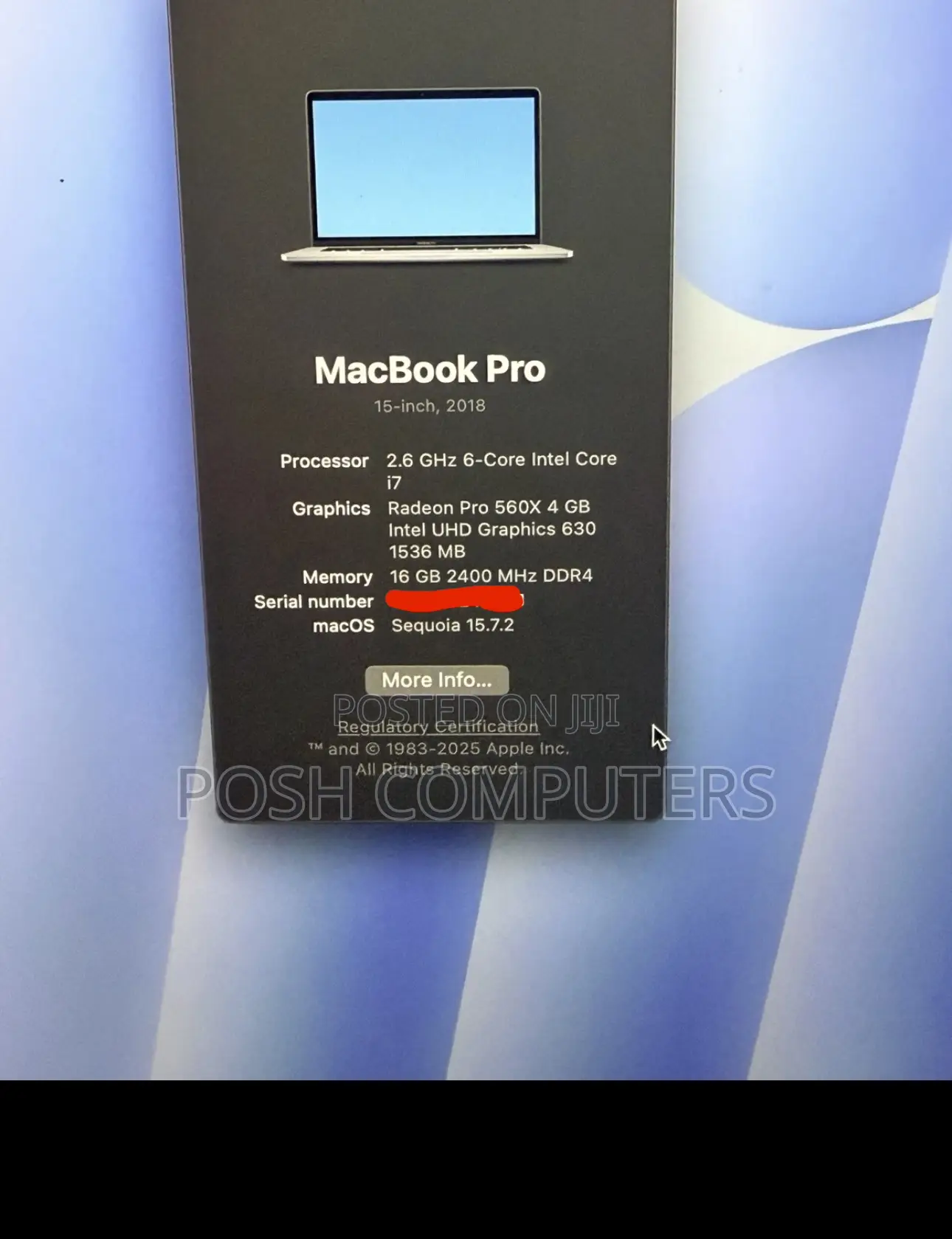 Laptop Apple MacBook Pro 2018 16GB Intel Core i7 SSD 512GB