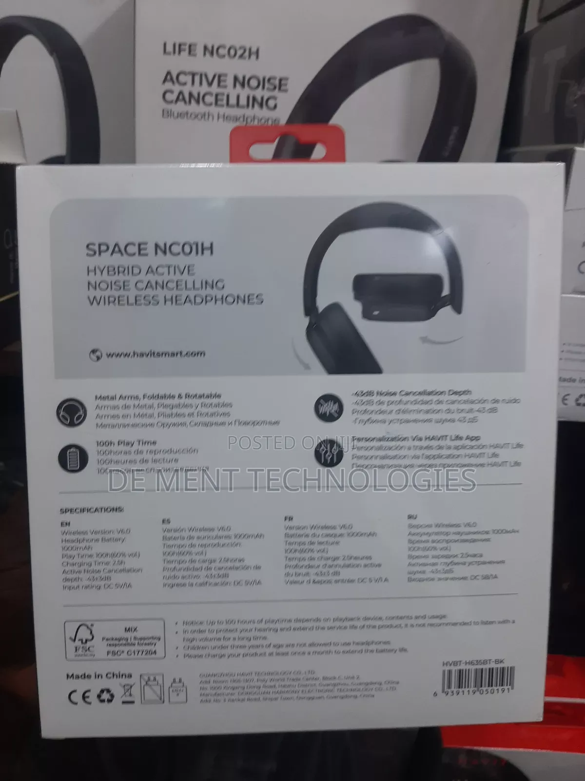 Havit Space Nc01h Hybrid Active Noise Cancellation Wireless Headphone