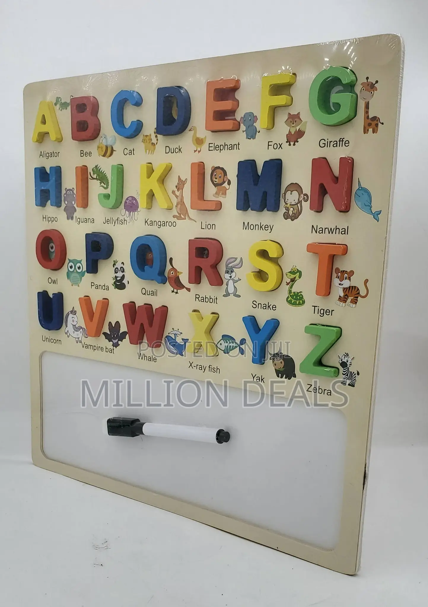 Wooden Learning Board 2 in 1 With White Board, Ages 2+ ‎30x30 Cm