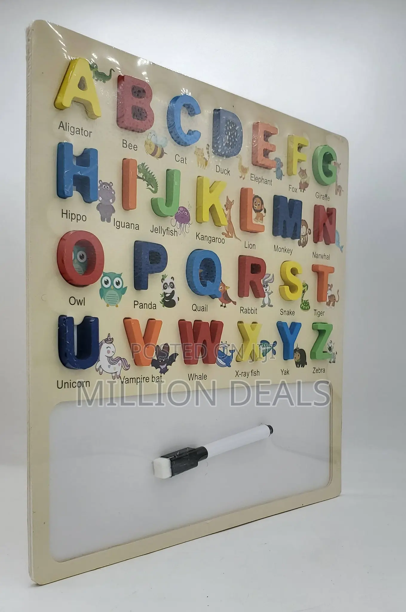 Wooden Learning Board 2 in 1 With White Board, Ages 2+ ‎30x30 Cm