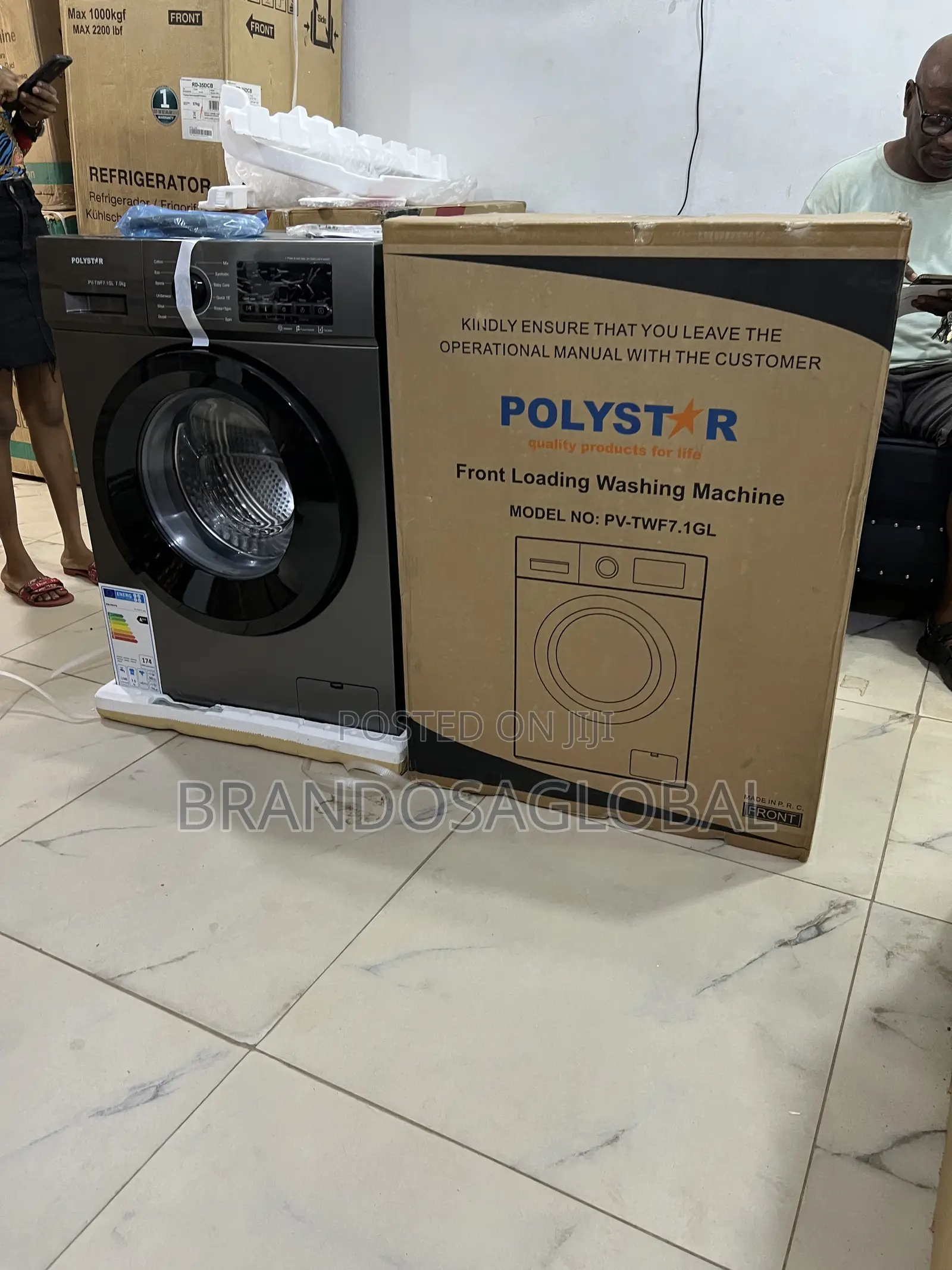 Standard-Fit Polystar 6kg Black Front Load Washing Machine-Pv-Twd7.1gl