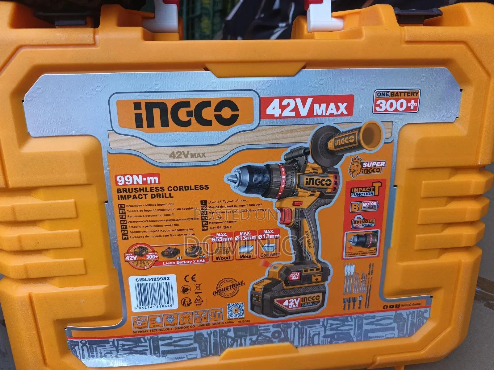 Ingco 42v Max Brushless Cordless Impact Drill (Model Cidli429982).
