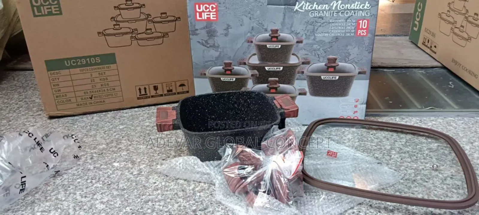 10pcs Ucclife Granite Coating Nonstick Pot Set
