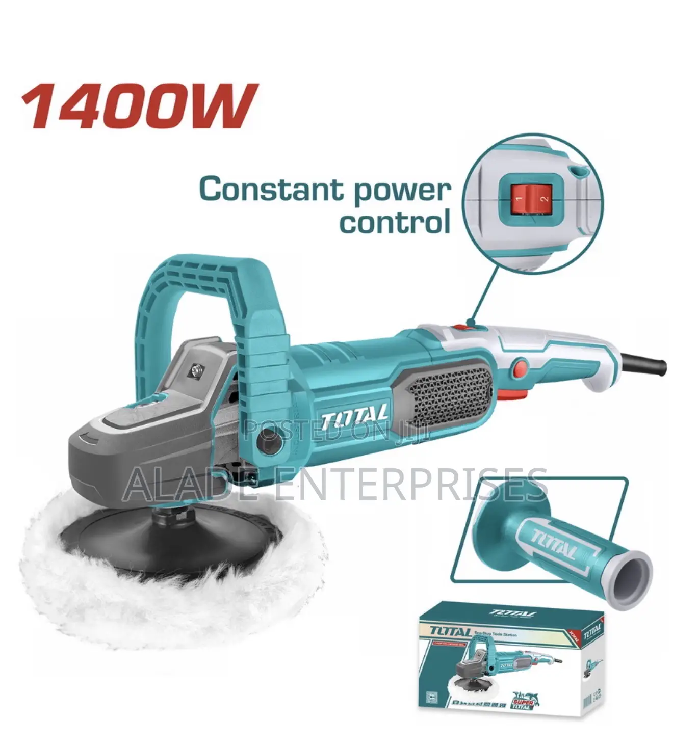 Total 1400w Angle Polisher, Variable Speed 1500-3600 Rpm