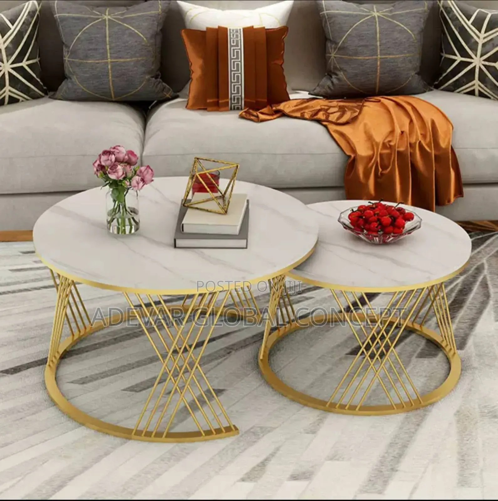 2 in 1 Real Marble Round Design Center Table - Swipe Left 4more Colors