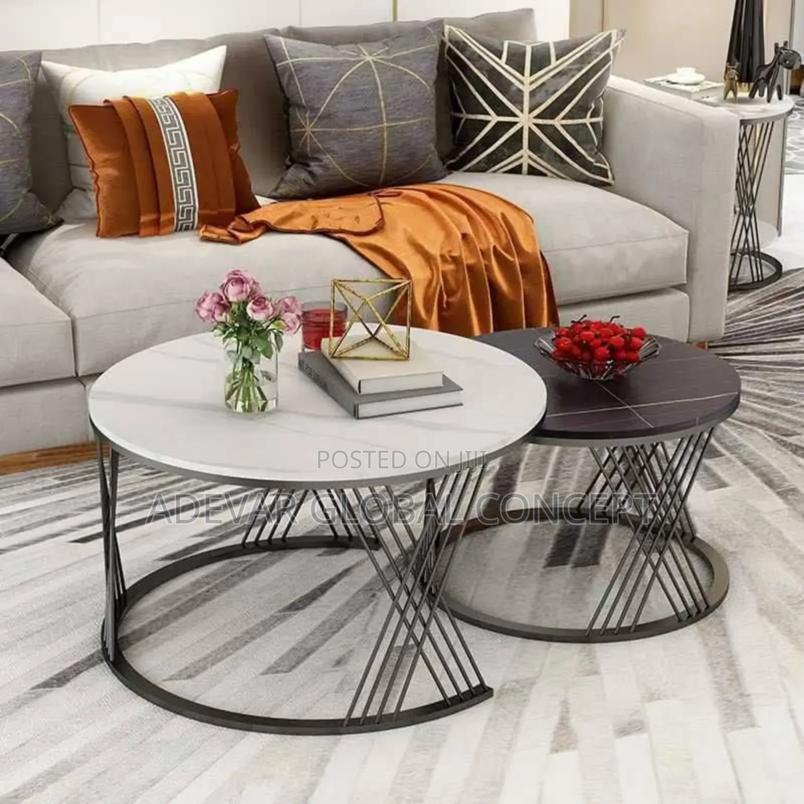 2 in 1 Real Marble Round Design Center Table - Swipe Left 4more Colors
