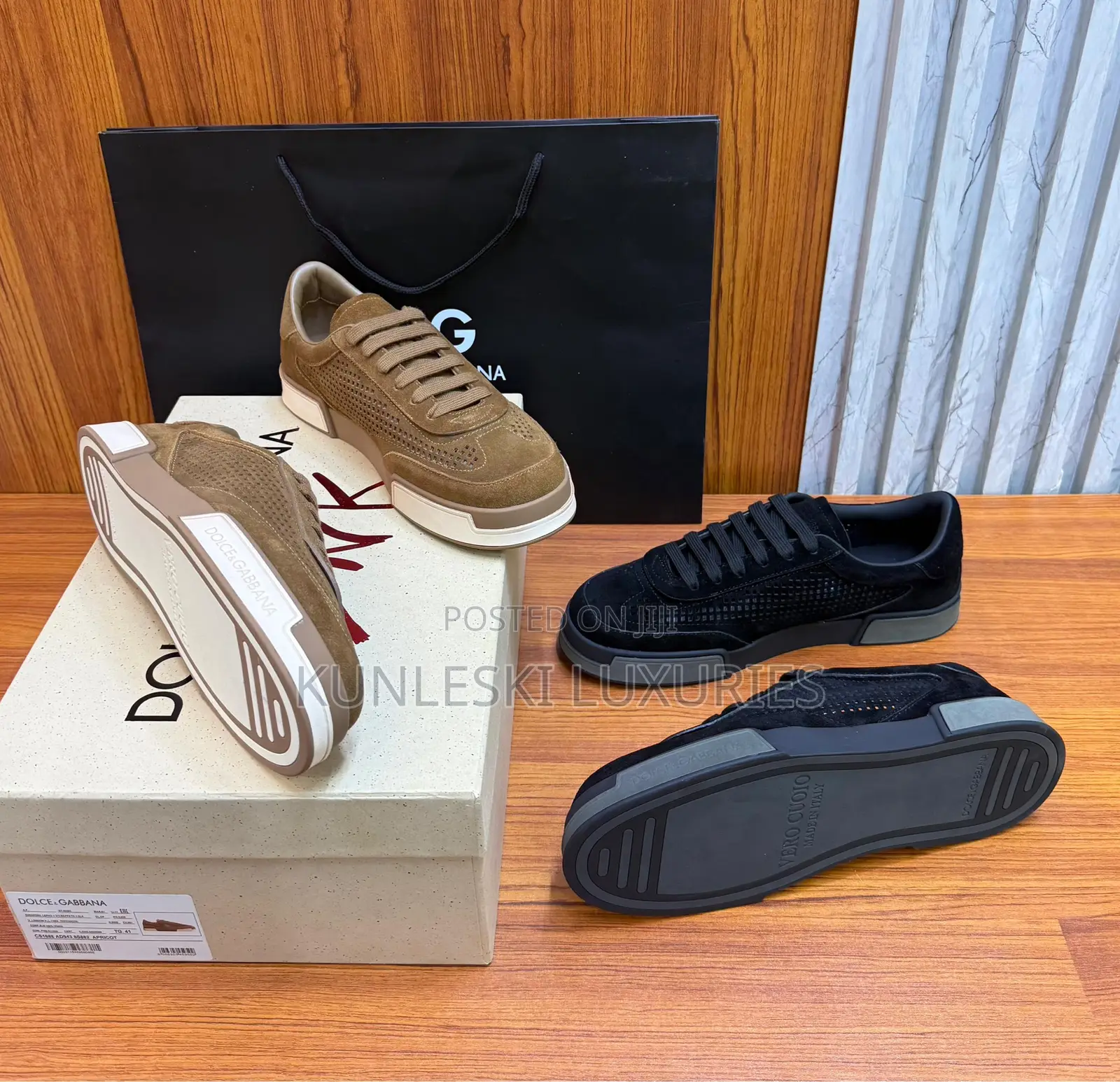 Original Dolce & Gabbana Suede Perforated Portofino Yacht Sneakers