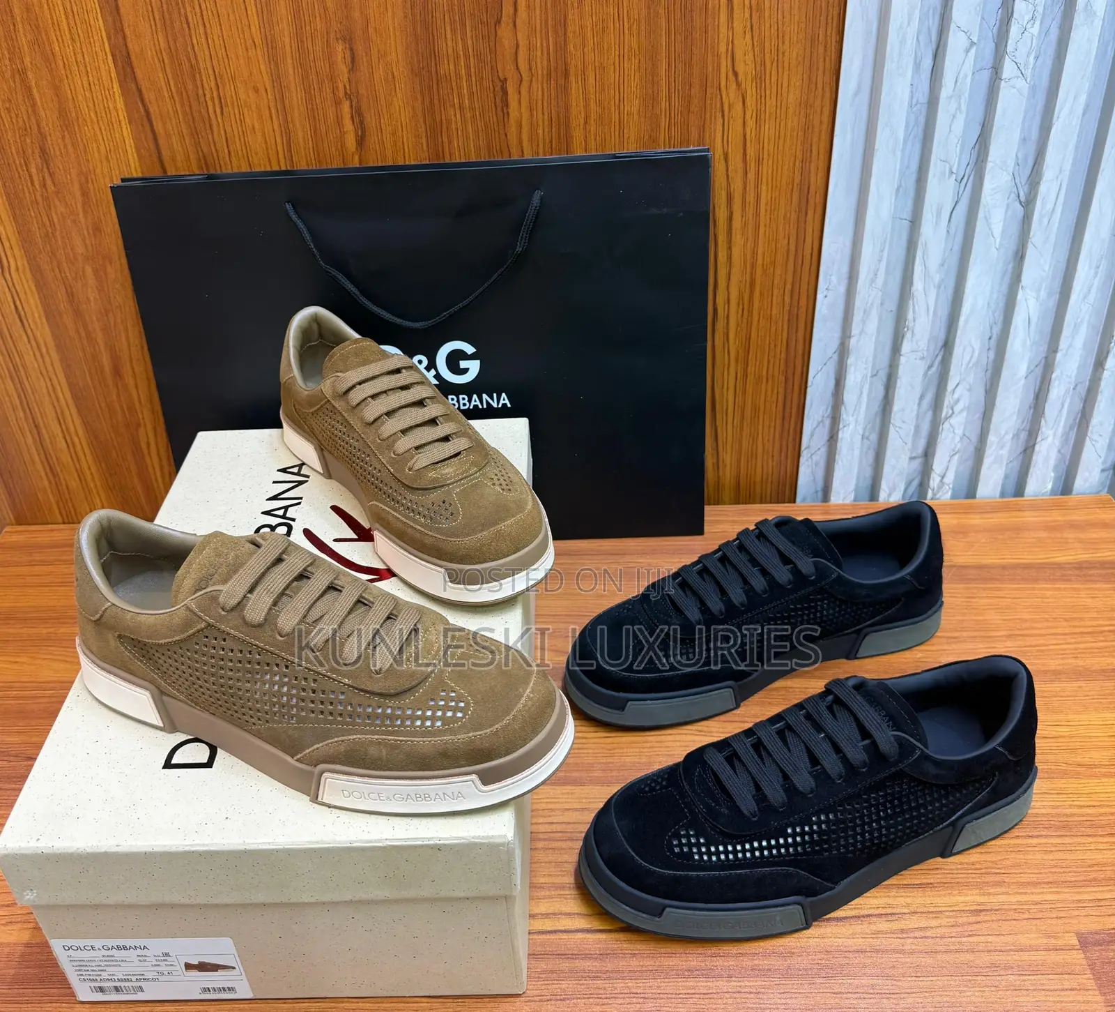 Original Dolce & Gabbana Suede Perforated Portofino Yacht Sneakers