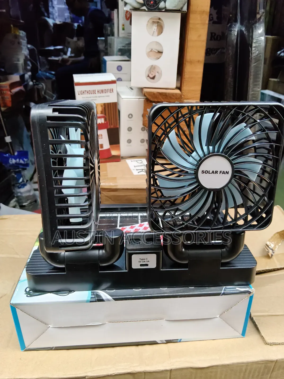 Double Head Solar/Type-C Charging Fan