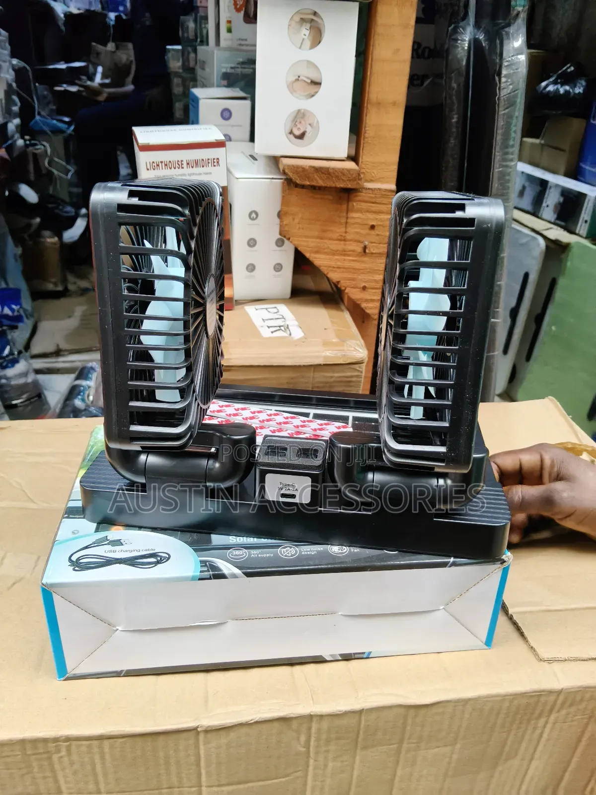 Double Head Solar/Type-C Charging Fan