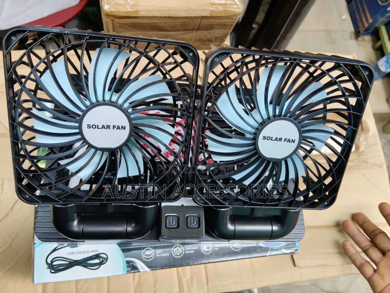 Double Head Solar/Type-C Charging Fan