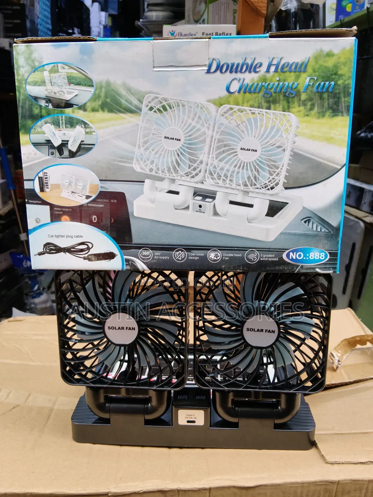 Double Head Solar/Type-C Charging Fan