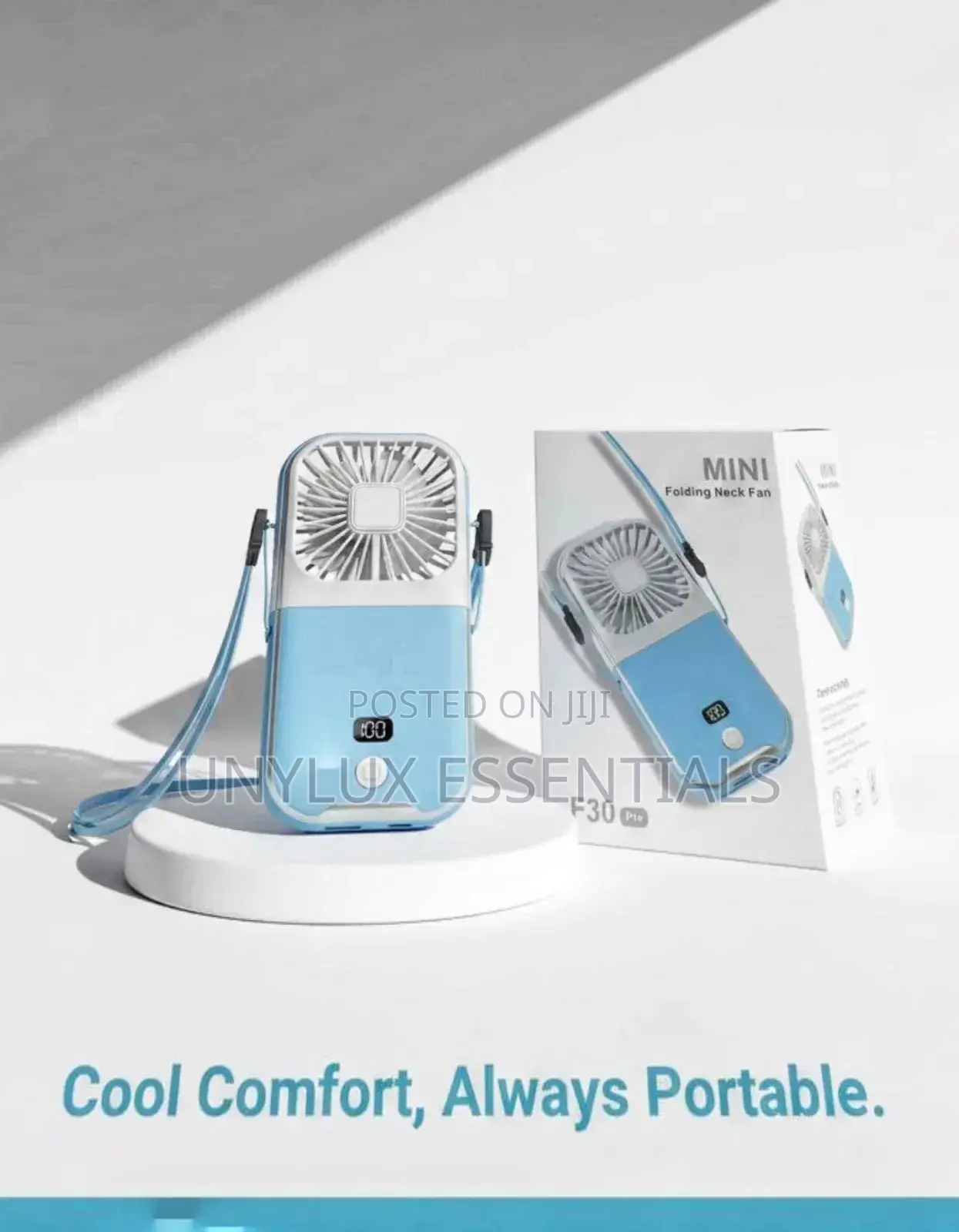 Mini Foldable Neck Fan With Inbuilt Power Bank (3000mah)