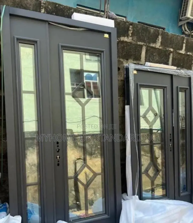 4ft Gray French Glass Door (Glass With Steel Framed)
