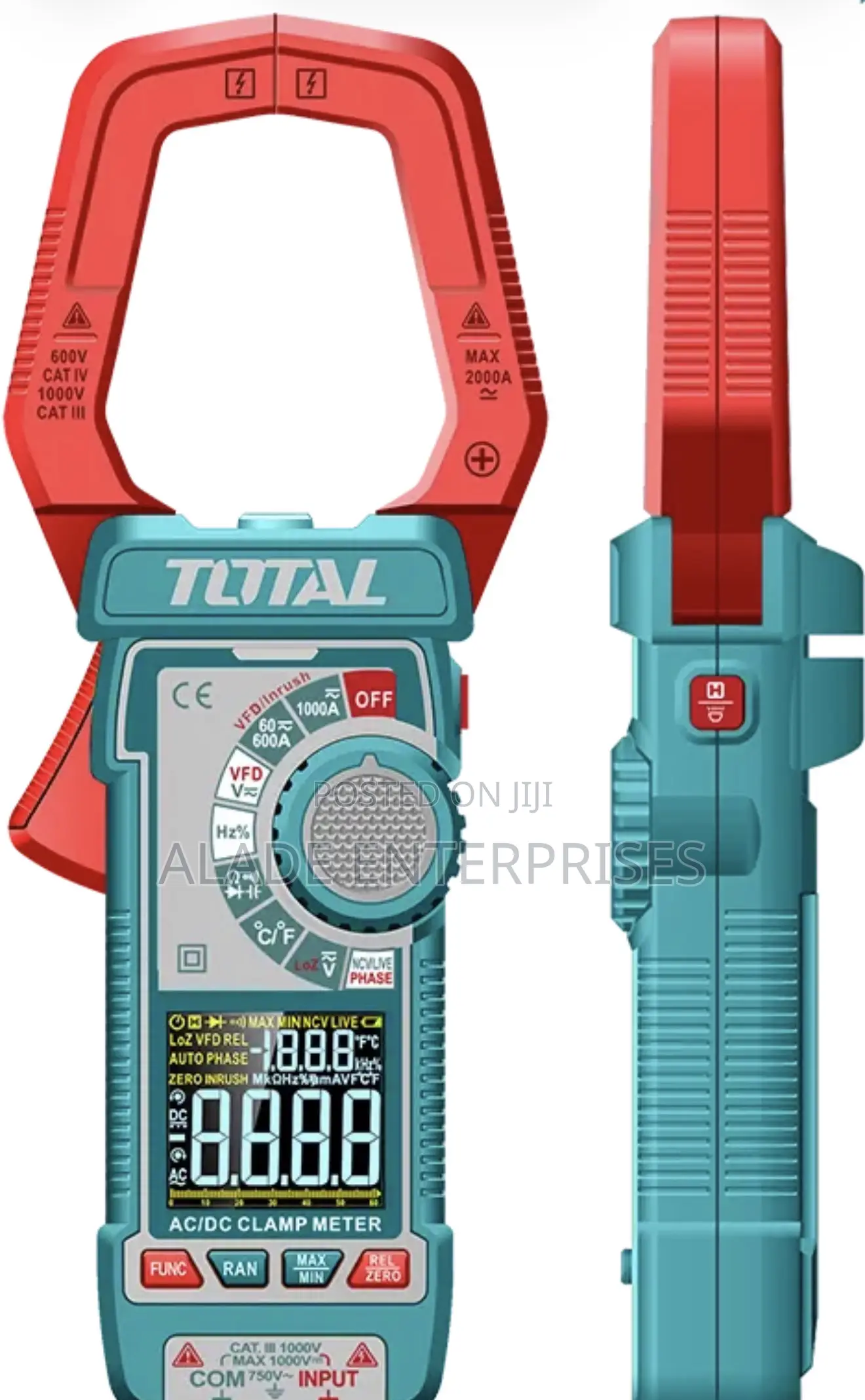 Digital Voltiamper Clamp Meter 1200a 6000 Counts Rms Industrial Total